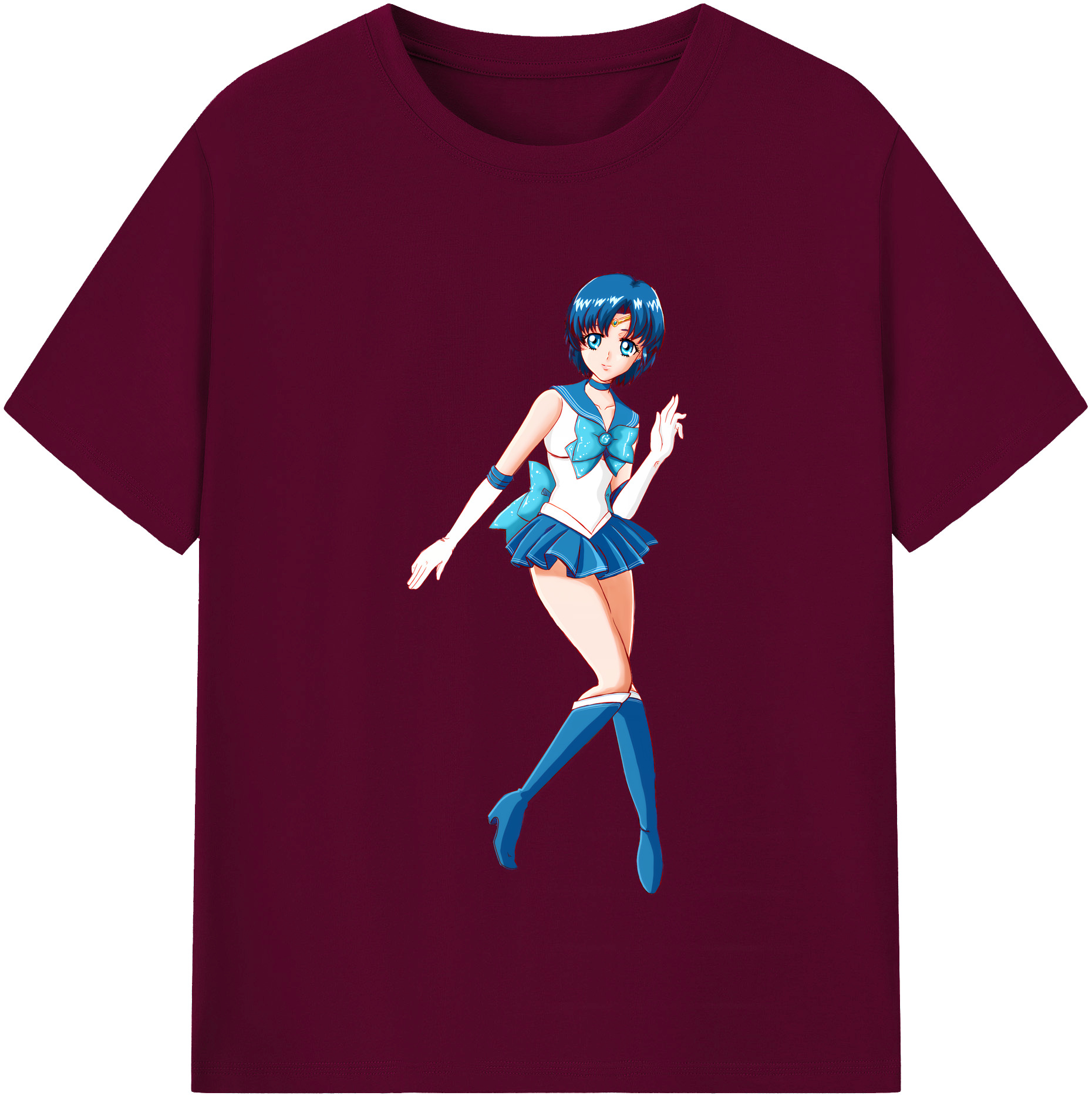 （画像用） 美少女戦士セーラームーン 水野 亜美 みずの あみ Sailor Moon Mizuno Ami レディースカジュアルプリントTシャツ（綿100％）